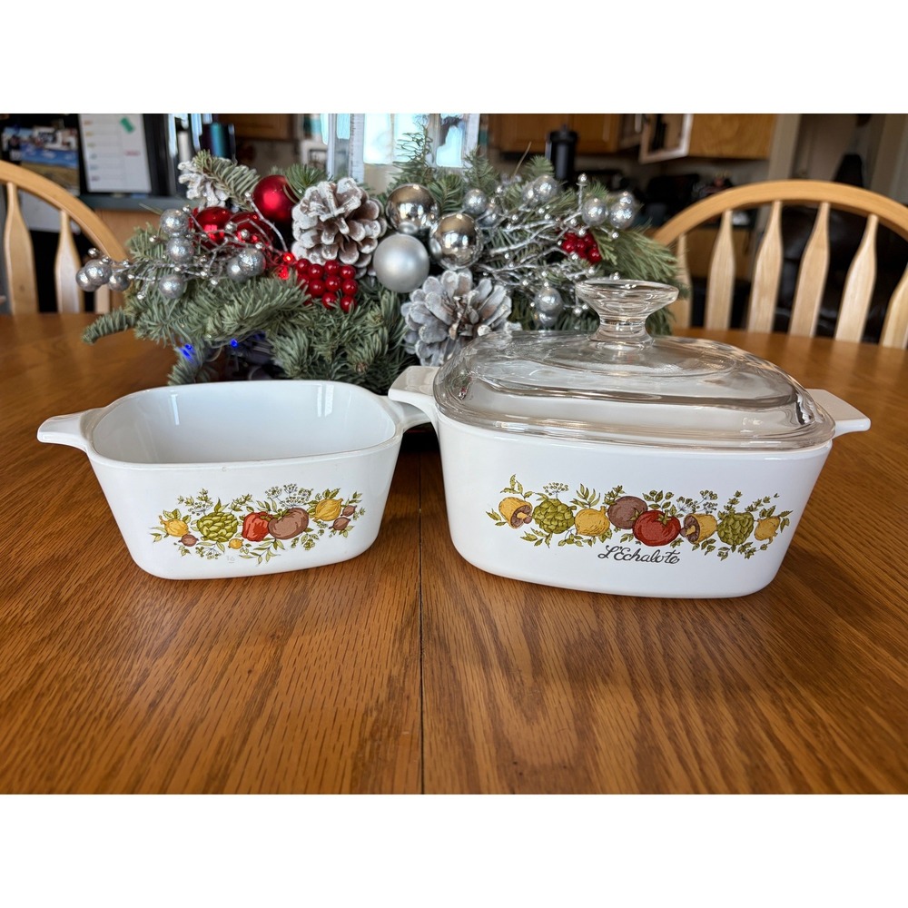 CorningWare A-1 1/2-B & P-43-B Spice of Life Casserole‎ Dishes Vintage USA Set